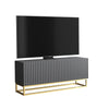 TV Unit I 100cm Cabinet I White Fluted Doors I Gold Metal Base I Modern