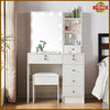 Vanity Dressing Table Set w/ 10 LED Sliding Mirror 6 Drawers Makeup Desk Bedroom