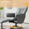 Swivel Recliner with Ottoman PU Leather Reclining Chair and Footrest Light Grey