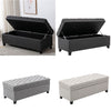 Upholstered Flip Foot Rest Storage Ottoman Window Seat End Stool PU/Velvet/Linen