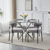 5Pcs Modern Dining Table Set 4 Chairs Glass Table with 4 Boucle Kitchen Chairs