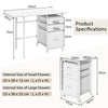 Folding Computer Desk Wheeled PC Laptop Table Writing Workstation-White