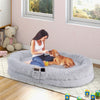 Washable Human Pet  Bed Fluffy Faux Fur Nap Pet Bed Bed w/ Soft Blank