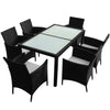 7 Piece Outdoor Dining Set with Cushions Poly Rattan Black
