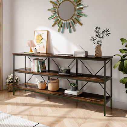 3 Tier Free Standing Hallway Console Table Living Room Shelf Display Metal Frame