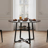 120cm Rustic Wood Dining Table Round Kitchen Table with Shelf Home Furniture