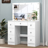 White Dressing Table LED Mirror 7 Drawers Vanity Makeup Desk Set Bedroom Girl