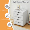 5 Drawer File Cabinet Mobile Office Cabinet with Wheels File Folder Rustic White