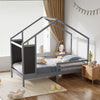 Toddler Wood Bed Frame Grey Childrens Kids Junior Bedroom Bedframe W Blackboard