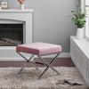 Velveteen Pouffe Chairs X-Shape Legs Footrest Ottoman Vanity Dressing Seat Stool