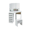 Corner Dressing Table Stool Vanity Set White Makeup Dresser Mirror 5 Drawers NEW