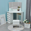 Vanity 5 Drawers Corner Dressing Table Set Makeup Desk with Mirror Stool Dresser
