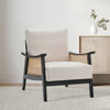 Rattan Armrest Leisure Armchair Fabric Accent Chair Wooden Frame Single Sofa