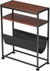 Small End Table for Small Spaces - Slim Side Table with Magazine Holder