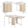 Oak Drop Leaf Folding Dining Table w/ Shelves Space Saving Kitchen Console Desk