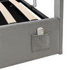 Upholstered Bed 4ft6 Double LED Hydraulic Bed Frame with Ottoman Storage Grey