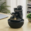 Indoor Desktop Cascading Stone Water Feature Fountain with LED Lights Home Decor