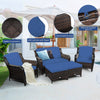 5 PCS Patio Furniture Set Outdoor Rattan Conversation Sofa Set Removable Cushion