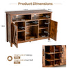 COSTWAY 150cm Sliding Barn Door TV Stand Farmhouse Flat Screen Console-Brown