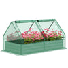 Raised Garden Bed with Greenhouse, Planter Box with Cover, Green and Dark Grey