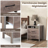 Bedroom Nightstand Farmhouse Bed Side Table End Table w/Open Shelf & 2 Drawers