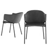 Set of 2 Grey Dining Chairs Velvet Padded Seat Metal Legs Kitchen