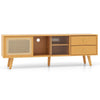 Bamboo TV Stand for TVs up to 65’’ Modern TV Cabinet Console Table w/ 2 Drawers