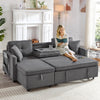 L-Shaped Corner Sofa Bed with Storage Chaise Pull-Out Sleeper Couch Grey Fabric
