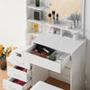White Dressing Table with Mirror Stool 6 Tiers 4 Drawers Bedroom Dressing Table