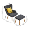 Modern Fabric Accent Chair with Ottoman Set Comfy High Back Armchair Home Office