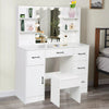 Dressing Table with Drawers, Mirror Stool Set Makeup Desk Vanity Table Bedroom