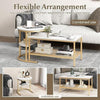 Nesting Coffee Tables Set of 2 - Faux Marble with Storage Shelf for Living Room