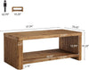 Solid Wood Coffee Table for Living Room, 47.24" Rectangular Low Cocktail Table