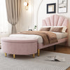 Ottoman Storage Box Velvet Fabric Pouffe Seat Footstool Bench Toy Storage Box