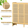 Bamboo Shoe Cabinet Storage Cupboard Footwear Stand Rack Rattan Doors Side Hooks
