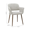 Grey Linen Dining Chairs 2PC/Set Kitchen Leisure Seat w/Wooden Legs Accent Chair
