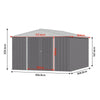 Grey Outdoor Lockable Garden Shed Storage Room Locking Door Sheds 10x12ft UK