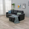 Linen/Faux Leather Sofa Bed Corner - Sofa Bed with Storage & Reversible Chaise