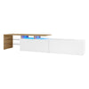 Modern TV Stand LED TV Unit Cabinet with Glass Shelves & 2 Drawers Storage White