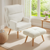 Upholstered Sherpa Fleece Recliner Sofa with Footstool Tub Armchair Lounge Chair