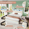 Upholstered Bed Frame 4ft6 Double Bed LED Lights with Storage Drawers, Headboard