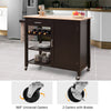 Kitchen Island Cart Rolling Storage Trolley Cart Wooden Kitchen Serving Utility