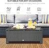 Rattan Garden Coffee Table with Tempered Glass Top Outdoor Patio Furniture Grey