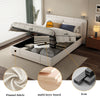 Upholstered Bed Ottoman Bed Frame Beige Fabric With Storage Double, No Mattress