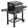 Outdoor XL Smoker Charcoal BBQ Grill Portable Garden Barbecue Trolley with Shelf