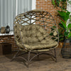 2 Seater Egg Chair Outdoor with Cushion, Cup Pockets - Khaki