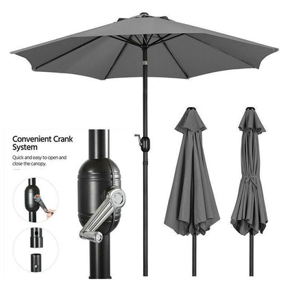 2.7M Outdoor Garden Parasol Sun Shade Patio Round Umbrella Crank Tilt Canopy