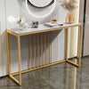 47" Gold Long Console Table Marble Marble Tabletop Hallway Entryway Skinny Table