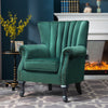 Emerald Green Padded Velvet Armchair Queen Anne Sofa Tub Chair Shell Back Rivet