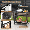 Outdoor Grill Cart Pizza Oven Table Food Prep Worktable BBQ Trolley Lockable